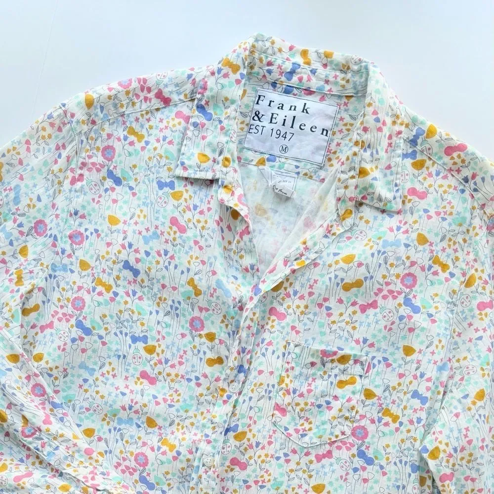 Frank & Eileen “Eileen” Italian Linen Floral Button Down Shirt *EUC* size M - Picture 5 of 14